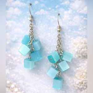 Turquoise Cube Dangle Earrings - Women's Fashion Jewelry